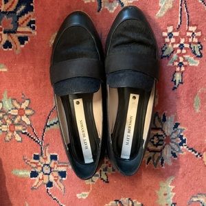 Matt Bernson leather and calf hair loafers, black, size 8